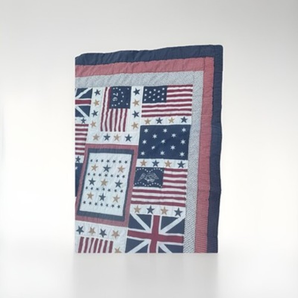 MCM  American Flag Eagle Patchwork Quilt  65”x48” - Picture 2 of 15